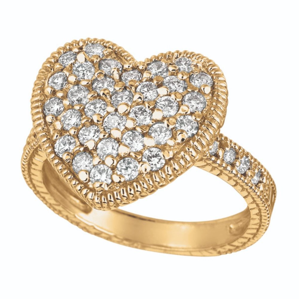 1.00 Ct Natural Round Cut Diamond Heart Ring 14K